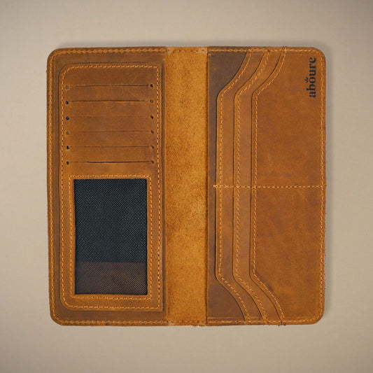 Crazy horse leather long wallet