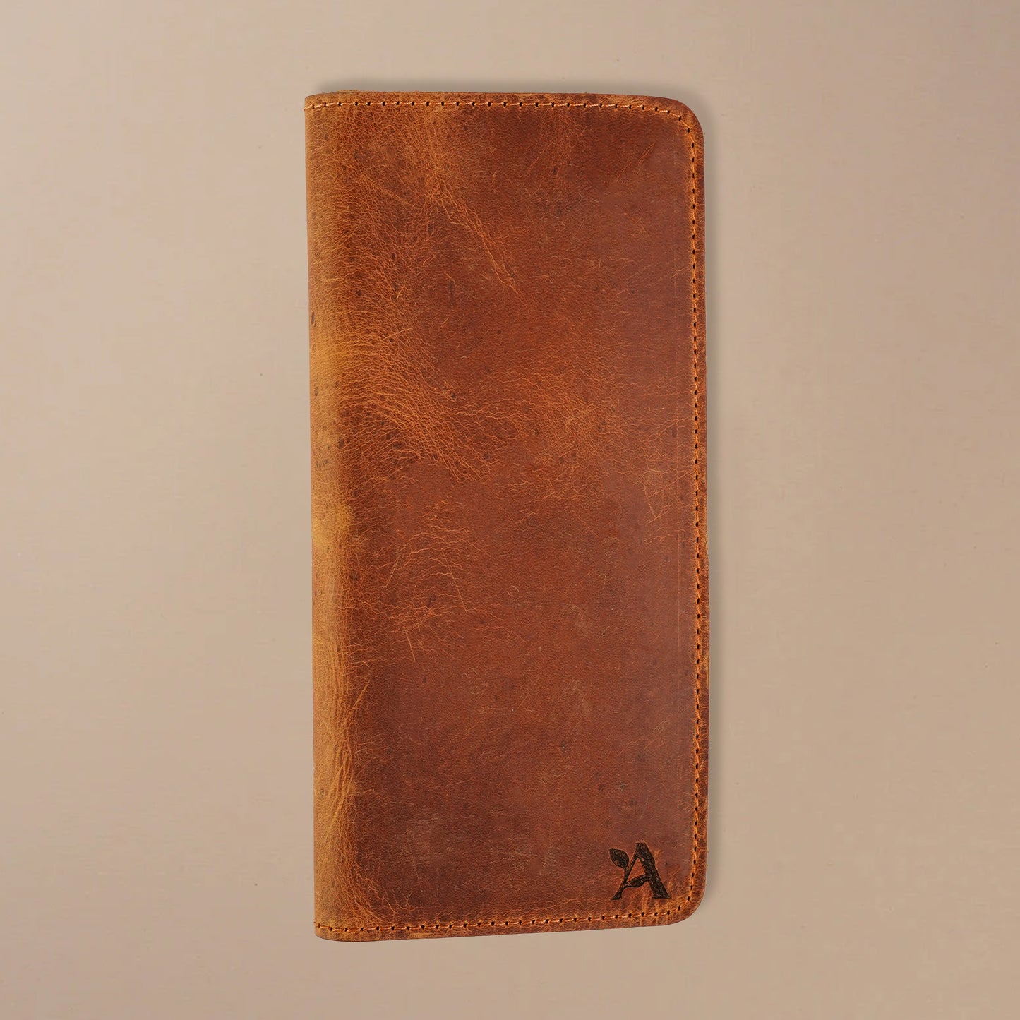 Crazy horse leather long wallet