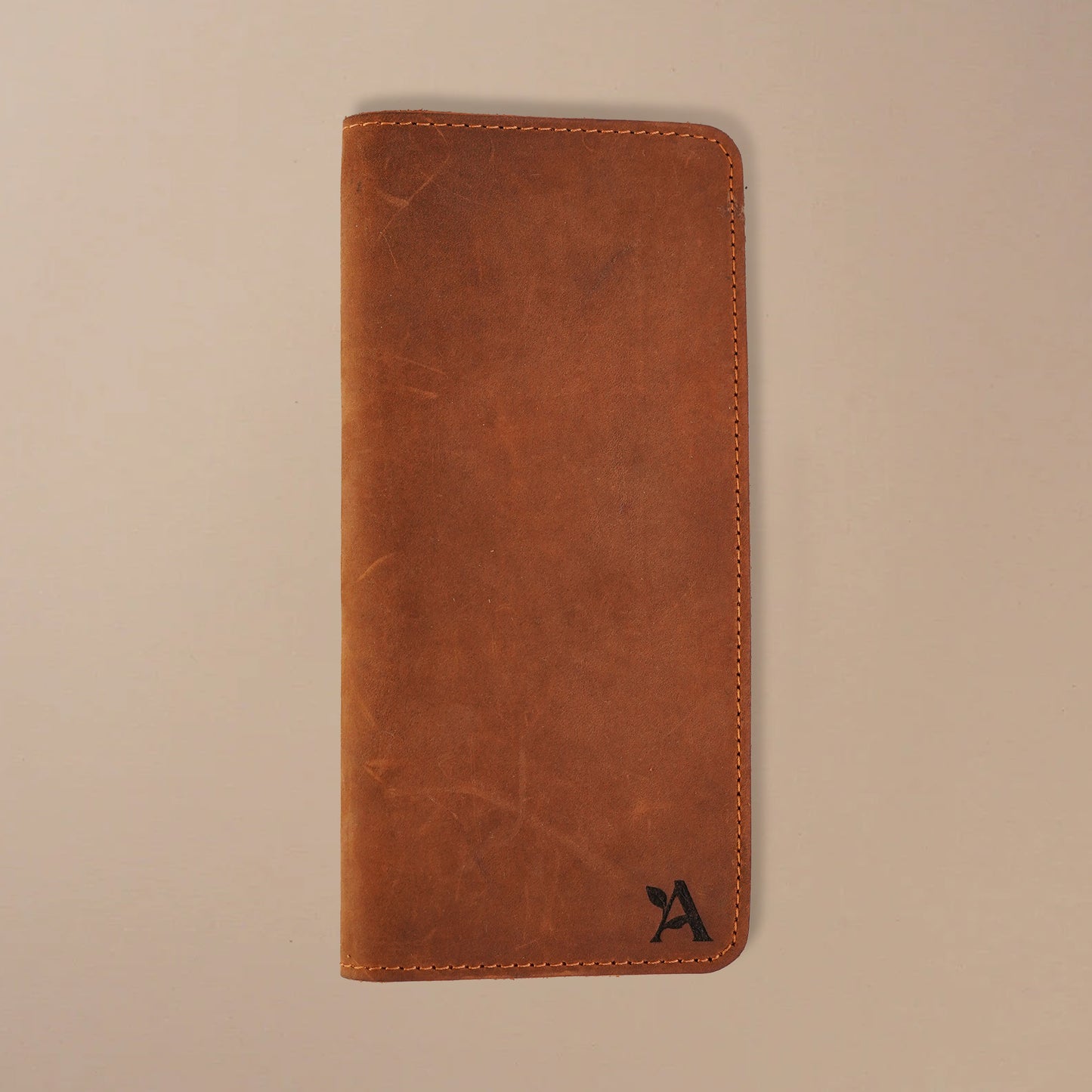 Crazy horse leather long wallet