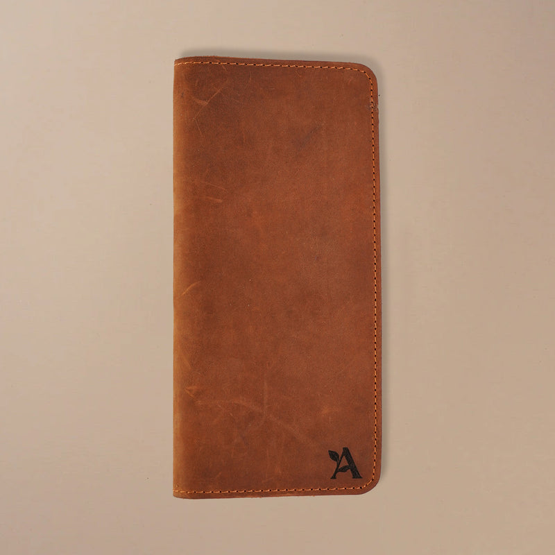 Crazy horse leather long wallet