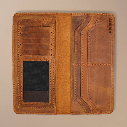 Crazy horse leather long wallet