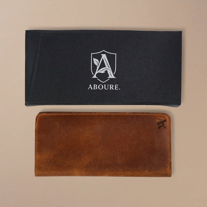 Crazy horse leather long wallet