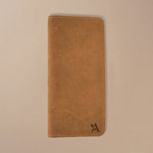 Crazy horse leather long wallet