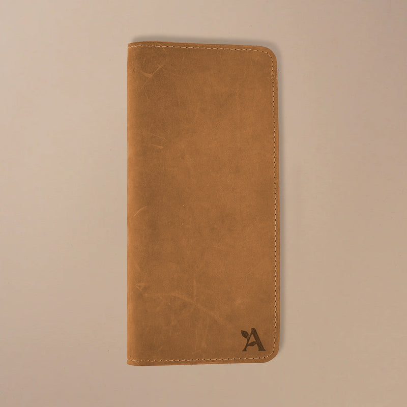 Crazy horse leather long wallet